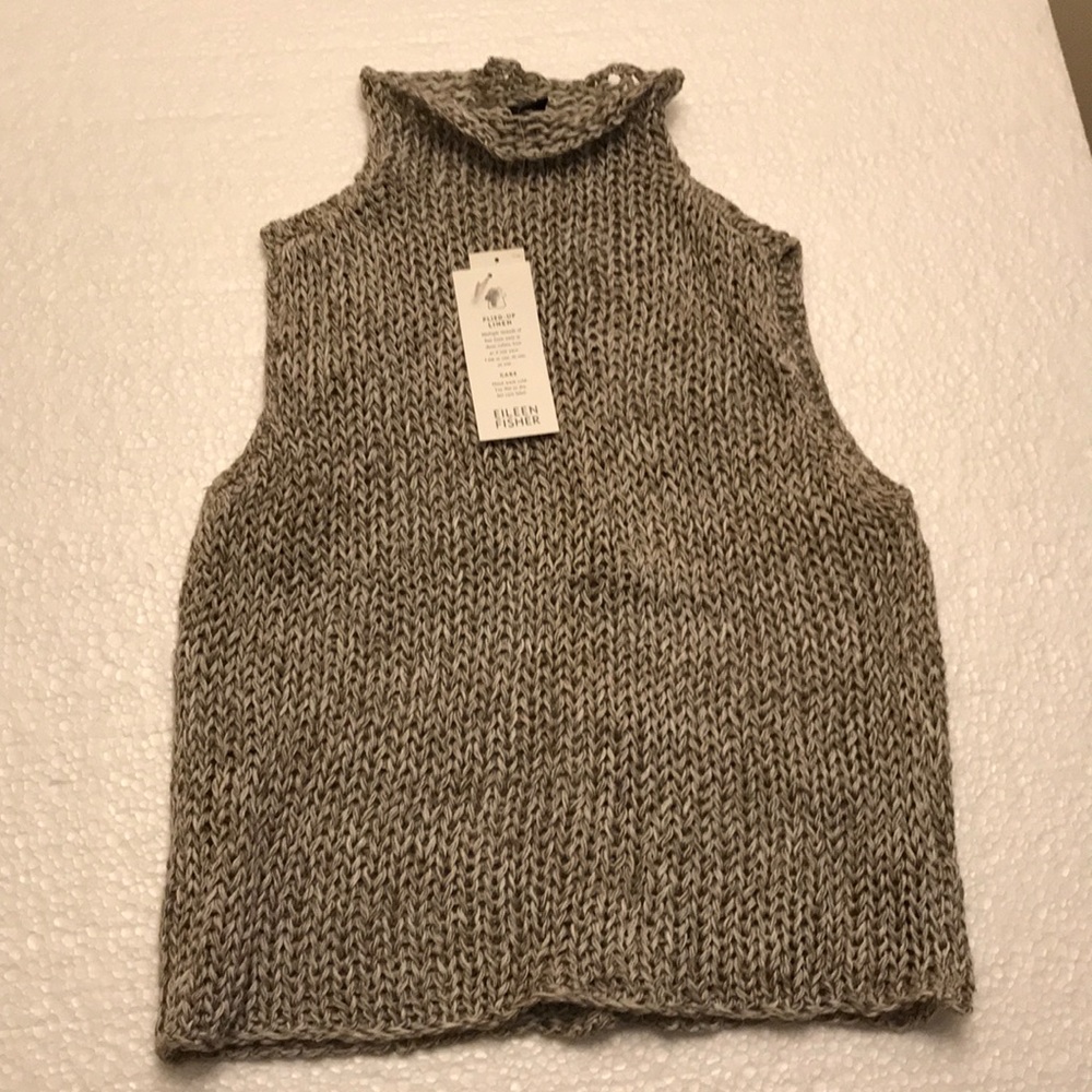 Eileen Fisher pewter cropped funnelneck.Never worn